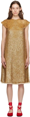 Bode Gold Bellvue Midi Dress In Antique Gold