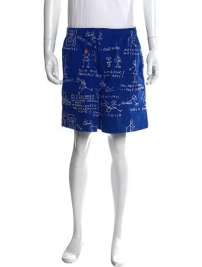 Pre-owned Bode Graphic Print Athletic Shorts In Blue