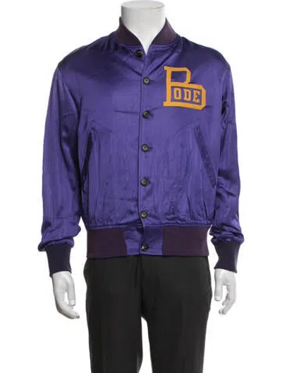 Pre-owned Bode Graphic Print Bomber Jacket In Blue