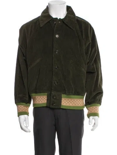 Pre-owned Bode Graphic Print Bomber Jacket In Green