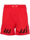 Bode Monday Printed Cotton Shorts In Red