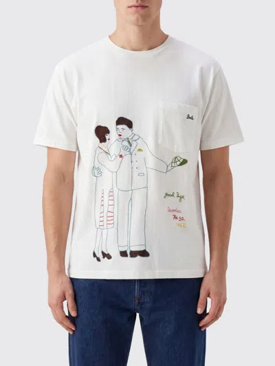 Bode Graphic Print Cotton T-shirt With Chest Patch Pocket In White