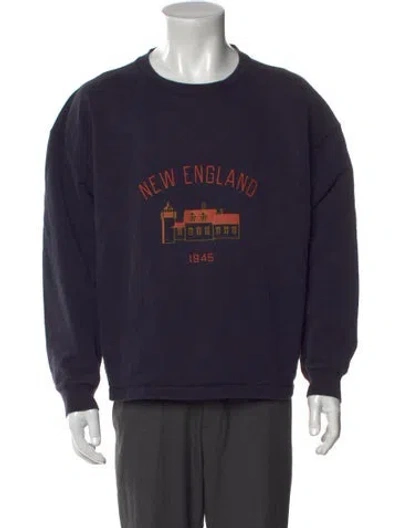 Pre-owned Bode Graphic Print Crew Neck Pullover In Blue