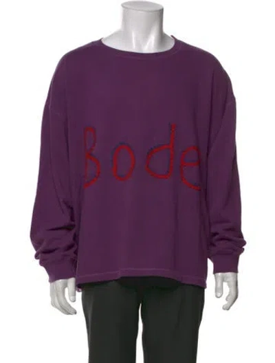 Pre-owned Bode Graphic Print Crew Neck Pullover In Purple