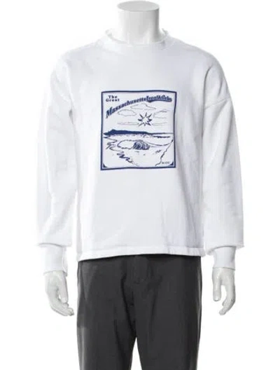 Pre-owned Bode Graphic Print Crew Neck Pullover In White