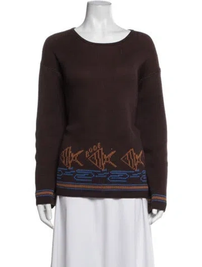 Pre-owned Bode Graphic Print Crew Neck Sweater In Brown