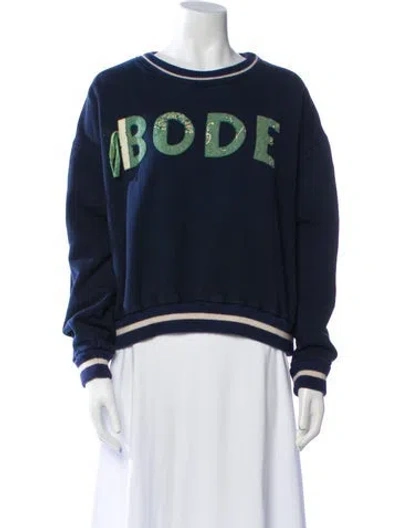 Pre-owned Bode Graphic Print Crew Neck Sweatshirt In Blue