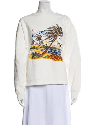 Pre-owned Bode Graphic Print Crew Neck Sweatshirt In Neutral