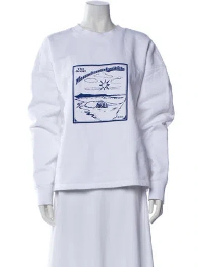 Pre-owned Bode Graphic Print Crew Neck Sweatshirt In White