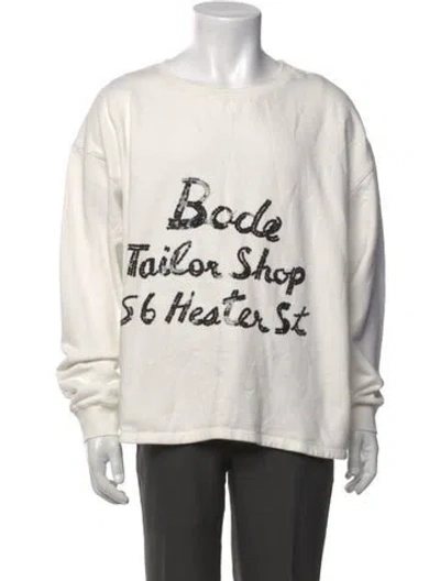 Pre-owned Bode Graphic Print Crew Neck Sweatshirt In White