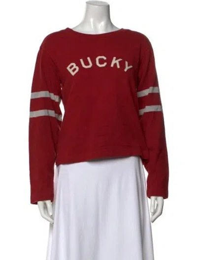 Pre-owned Bode Graphic Print Crew Neck Top In Red