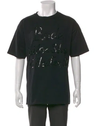 Pre-owned Bode Graphic Print Crew Neck T-shirt In Black