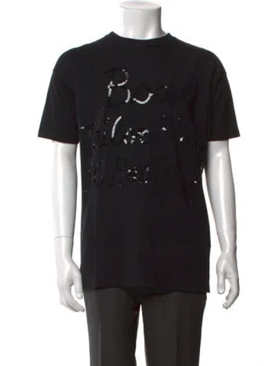 Pre-owned Bode Graphic Print Crew Neck T-shirt In Black