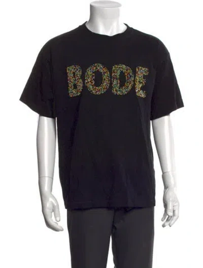 Pre-owned Bode Graphic Print Crew Neck T-shirt In Black