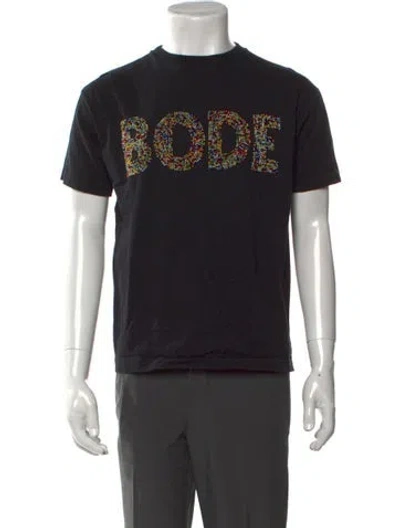 Pre-owned Bode Graphic Print Crew Neck T-shirt In Black