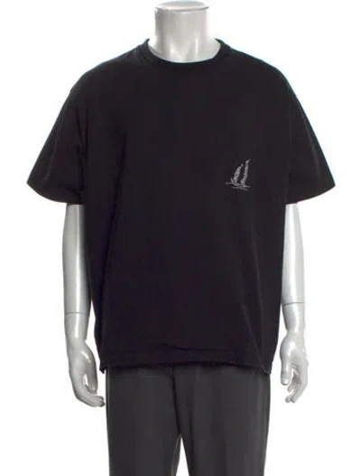 Pre-owned Bode Graphic Print Crew Neck T-shirt In Black