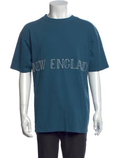 Pre-owned Bode Graphic Print Crew Neck T-shirt In Blue