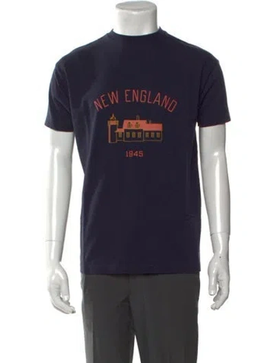 Pre-owned Bode Graphic Print Crew Neck T-shirt In Blue