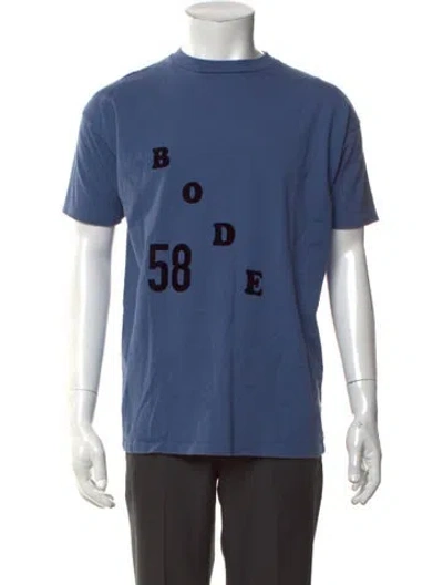 Pre-owned Bode Graphic Print Crew Neck T-shirt In Blue