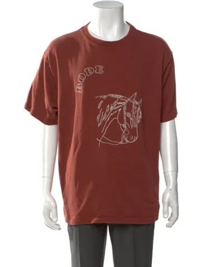 Pre-owned Bode Graphic Print Crew Neck T-shirt In Brown