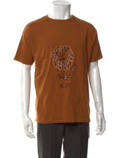 Pre-owned Bode Graphic Print Crew Neck T-shirt In Brown