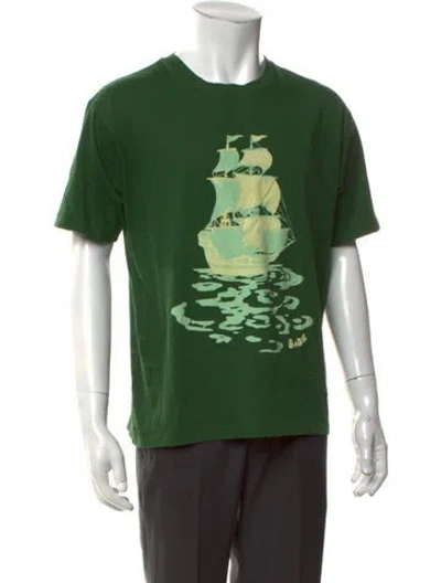 Pre-owned Bode Graphic Print Crew Neck T-shirt In Green