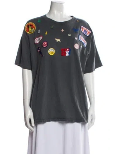 Pre-owned Bode Graphic Print Crew Neck T-shirt In Grey