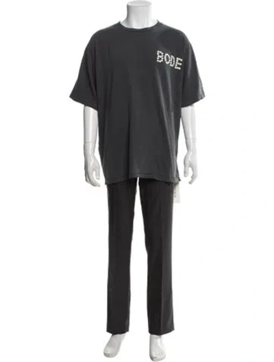 Pre-owned Bode Graphic Print Crew Neck T-shirt W/ Tags In Grey