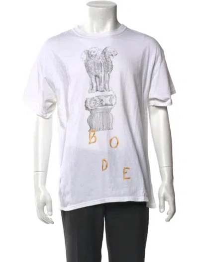Pre-owned Bode Graphic Print Crew Neck T-shirt In White