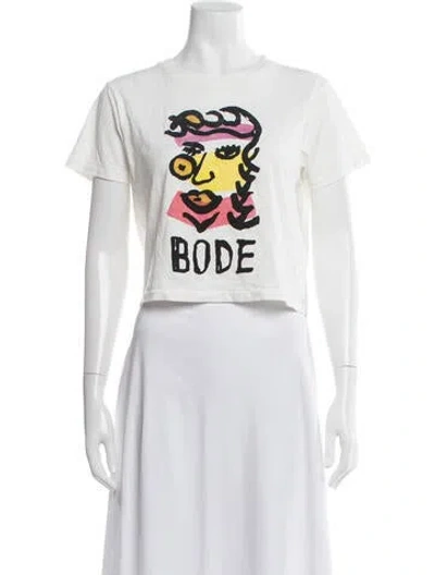 Pre-owned Bode Graphic Print Crew Neck T-shirt In White