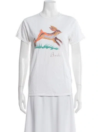 Pre-owned Bode Graphic Print Crew Neck T-shirt In White