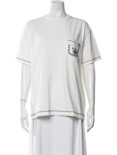 Pre-owned Bode Graphic Print Crew Neck T-shirt In White