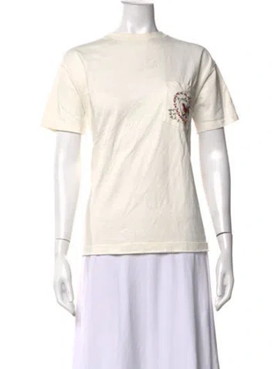 Pre-owned Bode Graphic Print Crew Neck T-shirt In White