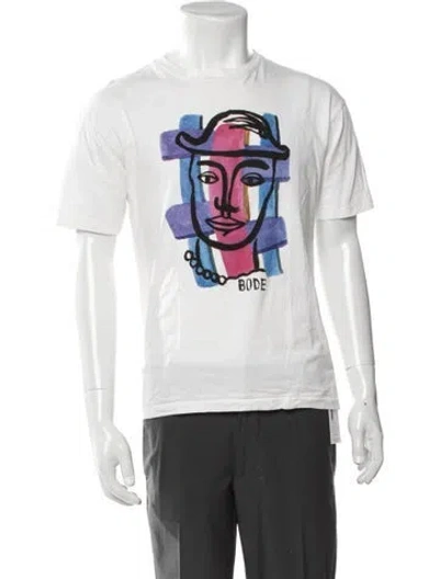 Pre-owned Bode Graphic Print Crew Neck T-shirt In White