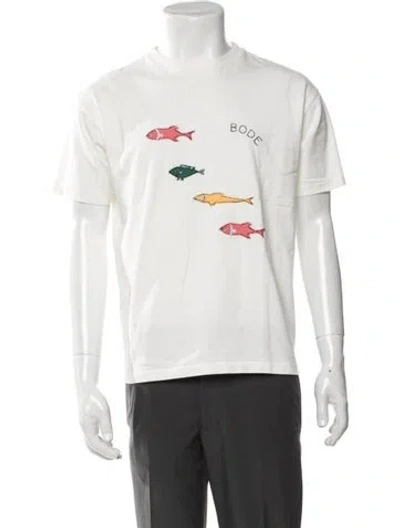 Pre-owned Bode Graphic Print Crew Neck T-shirt In White