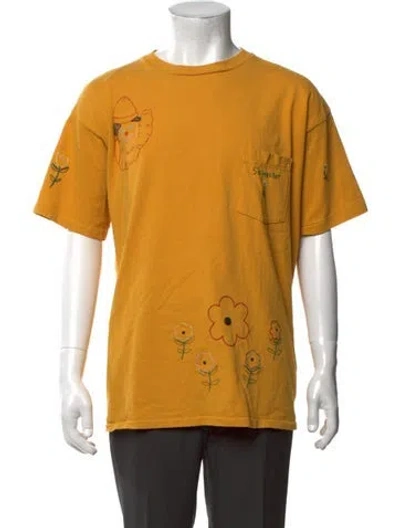 Pre-owned Bode Graphic Print Crew Neck T-shirt In Yellow