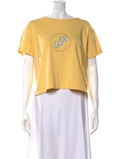 Pre-owned Bode Graphic Print Crew Neck T-shirt In Yellow