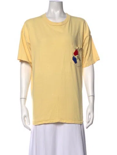 Pre-owned Bode Graphic Print Crew Neck T-shirt In Yellow
