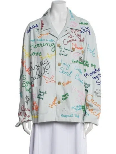 Pre-owned Bode Graphic Print Jacket In Blue
