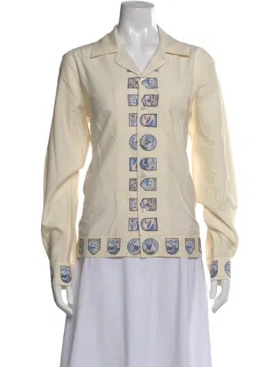 Pre-owned Bode Graphic Print Long Sleeve Button-up Top W/ Tags In Neutral