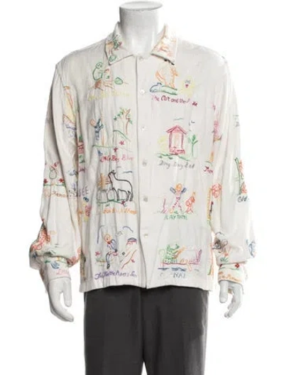 Pre-owned Bode Graphic Print Long Sleeve Shirt In Neutrals/white
