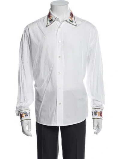 Pre-owned Bode Graphic Print Long Sleeve Shirt In White