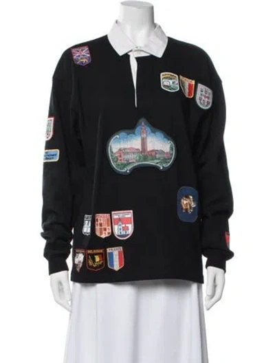 Pre-owned Bode Graphic Print Long Sleeve Sweatshirt In Blue
