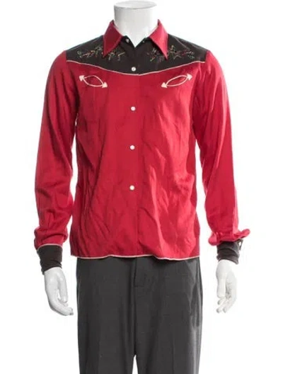 Pre-owned Bode Graphic Print Long Sleeve Western Shirt In Red