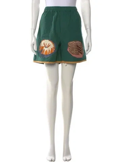 Pre-owned Bode Graphic Print Mini Shorts W/ Tags In Green