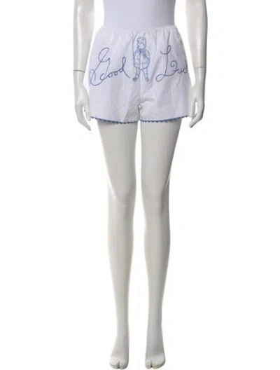 Pre-owned Bode Graphic Print Mini Shorts W/ Tags In White