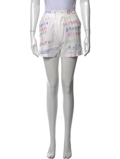 Pre-owned Bode Graphic Print Mini Shorts W/ Tags In White