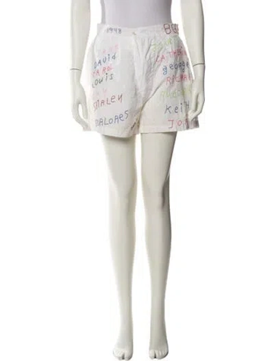 Pre-owned Bode Graphic Print Mini Shorts In White