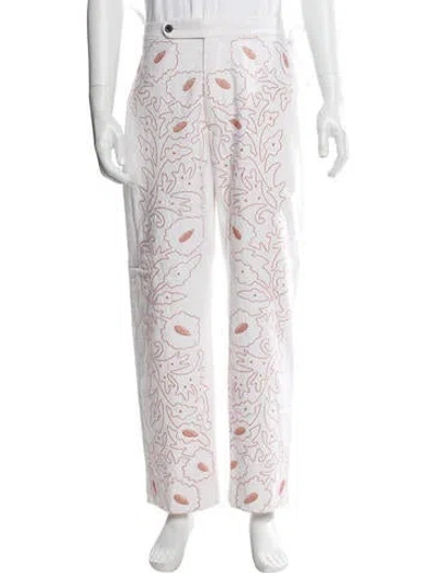 Pre-owned Bode Graphic Print Pants In White