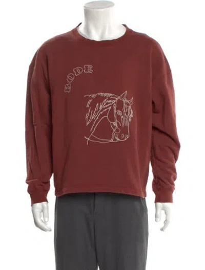 Pre-owned Bode Graphic Print Scoop Neck Sweatshirt W/ Tags In Burgundy